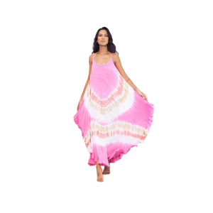 Vestido largo informal de algodón para mujer, hecho a mano con teñido anudado, ideal para fiestas en la playa, vacaciones de verano, de fabricante y exportador indio. - Product Image 3