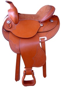 Selle de randonnée légère pour cheval, personnalisée, WESTERN TRAIL HORSE, siège en cuir noir, design plaqué argent, arbre en fibre - Product Image 4