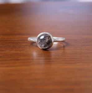 New Arrival <b>Dainty</b> Minimalist 8mm Rutile Black Bezel Setting Solid 925 Sterling Silver Women's Statement <b>Ring</b> with Classic Style - Product Image 5