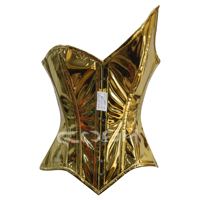 Haut de corset en PVC doré avec bonnet asymétrique