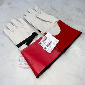 Guantes eléctricos de liniero de cuero genuino con aislamiento de goma exterior con funciones anticorte y antiimpacto Guantes de seguridad - Product Image 1