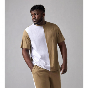 Venta caliente 100% algodón hombres dos tonos personalizado Chenille bordado Logo ropa de entrenamiento camiseta y pantalones cortos conjunto Fitness correr conjuntos - Product Image 5