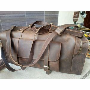 Sac de voyage pour homme en cuir véritable, imperméable, léger, durable, sac de sport de luxe, doublure en polyester, portable - Product Image 4