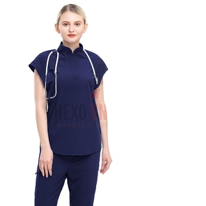Médecin Scrub Uniforme Ensembles À Manches Courtes Haute Qualité Scrub Suit Personnalisé Femmes 100% Polyester - Product Image 1