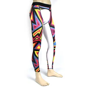 Pantaloni da Yoga per il Fitness sportivo a compressione in Nylon Spandex da uomo Leggings da allenamento a vita alta con tasca in stile OEM