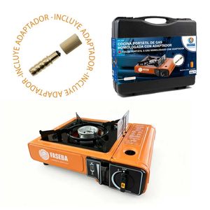 ESTUFA DE GAS PORTÁTIL APROBADA POR FASEBA CON ADAPTADOR PARA CILINDROS DE BUTANO Y PROPANO - Product Image 1