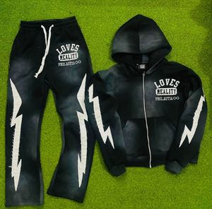 Conjunto Deportivo de Sudadera y Pantalones para Hombre, Chándal con Capucha y Pantalones, Ropa Deportiva Urbana Hip-Hop, Chándal de Algodón para Hombre - Product Image 4