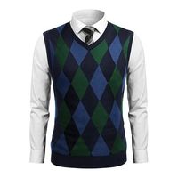 Frühling Winter Custom ized Fashion Jacquard Strickwaren Herren V-Ausschnitt Custom ized Strickmuster Ärmellose Weste Pullover Für Herren