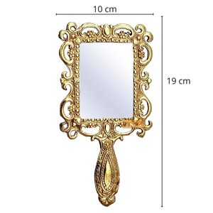 24 cm Golden Aluminium Handheld <b>Mirror</b> with Handle Art Deco Design Style Decorative Showpiece - Product Image 5