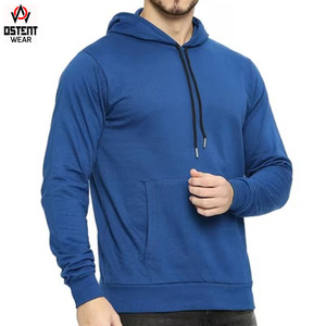 Vente en gros de sweats à capuche bleu marine sur mesure pour hommes nouveau design avec logo brodé et poche imprimée bouffante accessoire vestimentaire - Product Image 2