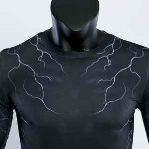 Chemises de compression d'entraînement pour hommes, haute qualité, hiver, spandex/polyester satiné, écologiques, antibactériennes, séchage rapide, respirantes - Product Image 2