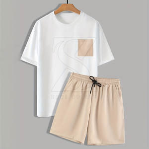 เซตเสื้อยืดและกางเกงขาสั้นสำหรับผู้ชายชุดสองชิ้นทันสมัยสำหรับกิจกรรมกลางแจ้งเซตเสื้อยืดและกางเกงขาสั้น - Product Image 1