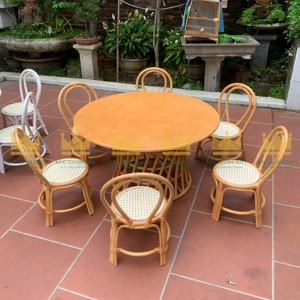 Juego de mesa y silla de ratán redondo naranja claro moderno para niños reciclable y seguro para uso al aire libre para hoteles - Product Image 5