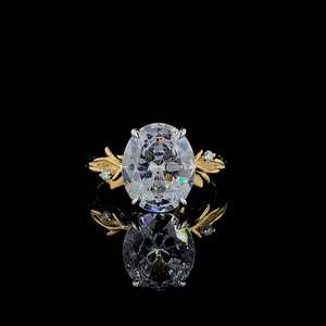 Handmade 1.74ct Moissanite Diamond <b>Ring</b> Premium Quality Oval Halo Engagement White Gold with <b>Stainless</b> <b>Steel</b> for Wedding - Product Image 4