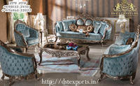 Juego de Muebles de Sala de Estar de Madera de Teca de Lujo Estilo Retro, Tamaño Personalizable, Diseño de Sofá con Doble Tallado, Color Personalizado, Estilo Real