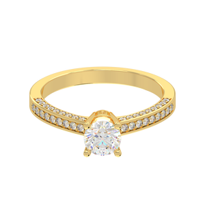 Designer Classic Style 925 Sterling Silver Ladies Engagement <b>Ring</b> <b>Gold</b> Plated Zircon Stone Wedding Jewellery - Product Image 1