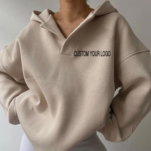 Jersey de mujer con logotipo personalizado de OEM, sudaderas con capucha de calidad superior de poliéster y algodón polar, sudaderas con capucha unisex para mujer con bolsillo - Product Image 1