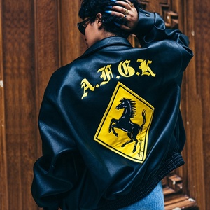 OEM personalizado bordado logotipo Pu cuero motocicleta chaqueta Bomber Letterman Varsity chaqueta para hombres béisbol universitario - Product Image 2