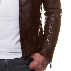 Veste bomber en cuir pour homme, nouvelle arrivée en gros, logo frontal, manches longues, haute qualité, vintage, lavée, 2026 - Product Image 3