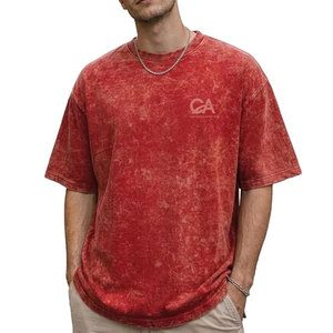 T-shirt Homme Oversize en Coton Épais Délavé Style Rétro Décontracté - Product Image 1