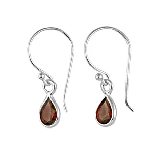 "925 Silver #Fashion# Garnet Teardrop Earrings for Women's Gift" - Product Image 1