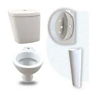 4 WC quatre pièces avec réservoir et lavabo avec socle Ensemble de salle de bain Siège de toilette avec lavabo Housse de siège souple Sanitaryware - Product Image 1