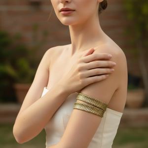 Brassard en laiton réglable fabriqué à la main motif d'écailles de poisson bracelet Tribal pour les femmes bijoux de corps Boho ethnique pour les Festivals Vintage - Product Image 1