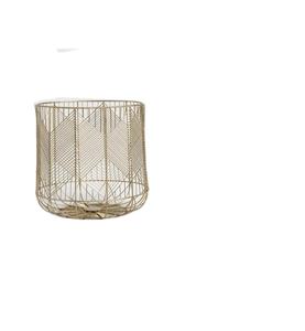Gran oferta, cesta de almacenamiento de mimbre dorado de Metal, decoración del hogar, Cubo de almacenamiento Kitcehn de alta calidad de Metal dorado - Product Image 1