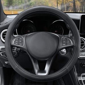 Funda Universal Antideslizante de Piel Sintética 37-39cm para Volante, Cómoda Protección de Conducción Segura en Negro - Product Image 3