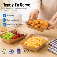 Barquette alimentaire jetable avec bord plié, design kraft, pour service de hot-dogs, support pour commande en gros