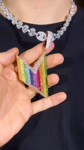 Colgante de diamante helado unisex Chapado en plata de ley 925 personalizado joyería de moda hip hop con material de aleación - Product Image 2