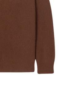 Manufacturer Custom <b>Men</b> Quarter Zip Knit Sweater Chocolate Brown Ribbed Texture High Neck Warm Winter Casual Pullover OEM Custom - Product Image 6