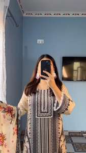 Women Straight <b>Kurta</b> With Bottom Muslin Cotton Digital Printed and Real Mirror& Diamond Hand Work Top and Bottom With Dupatta - Product Image 2