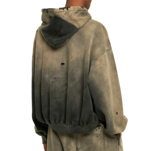 Fabricants personnalisés hiver poids léger délavé à l'acide couleur unie délavé respirant séchage rapide pulls à capuche hommes de haute qualité - Product Image 2