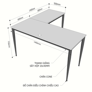 L-Shaped HBCN016 <b>Computer</b> <b>Desk</b> with Melamine Coating and Cone II Legs Plywood Material - Product Image 6