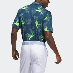 Polo de golf informal para hombre, venta al por mayor, poliéster Spandex con estampado completo, transpirable, seco, 4 vías, patrón sólido elástico - Product Image 3