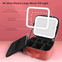 Sac de maquillage portable pliable personnalisé M28, imperméable, en plastique, avec miroir de maquillage à LED 3 couleurs