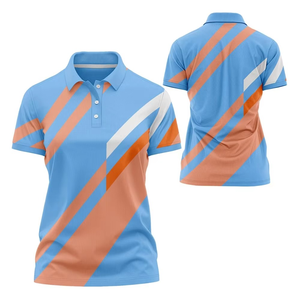 Chemise de golf pour femmes personnalisée par sublimation, manches courtes, tricotée, respirante, écologique, de haute qualité, décontractée - Product Image 1