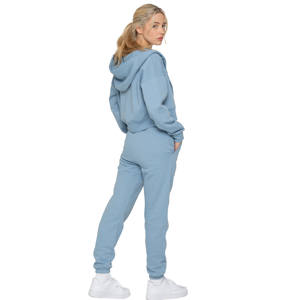 Ensemble de survêtement pour femme avec logo personnalisé, pantalon de jogging à fermeture éclair, 100% coton, respirant, séchage rapide, écologique, survêtement unisexe - Product Image 6