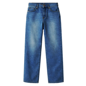 Pantalones Vaqueros Casuales de Mezclilla para Mujer, Corte Recto, Transpirables, Teñidos, Color Sólido Vintage, Cintura Media, Algodón, Ligeros para el Verano - Product Image 3