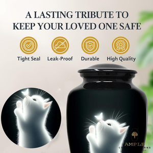 Black Handcrafted Meena Coated Aluminum Cremation <b>Urn</b> <b>Large</b> & Keepsake Leakproof mouse Engravable Memorial <b>Urns</b> - Product Image 3