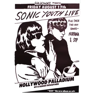 Sonic Youth Goo-Live สำหรับโปสเตอร์ฮอลลีวู้ดพาลาเดียมออกแบบที่สะดุดตาสำหรับคอนเสิร์ตฮอลลีวู้ดพาลาเดียมโปสเตอร์ศิลปะโปสเตอร์ - Product Image 1