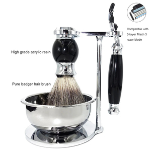 Juego de maquinillas de afeitar para hombre, kit de afeitado con mango de metal de palisandro de madera, calidad superior para depilación - Product Image 1