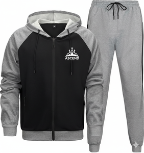 ชุดกีฬาผู้ชายฤดูหนาว เสื้อฮู้ดดี้และกางเกงขายาว |   ตัวเลือกสีแบบกำหนดเอง |   ผ้าฝ้ายฟลีซ 100% น้ำหนัก 380 กรัม ผ้าหนา ระบายอากาศได้ดี - Product Image 1