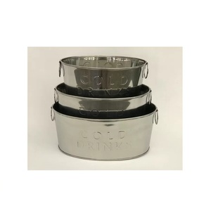 Juego de 3 bebidas de fiesta de acero inoxidable de Metal bebida fría y enfriador de vino estilo Retro cubo de hielo suministros de fiesta de Metal brillante - Product Image 1