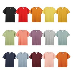 Camiseta de manga corta de algodón puro de 210g para hombre, camiseta sencilla con estampado de logotipo en blanco de 24 colores, camiseta de uso diario para hombre - Product Image 1