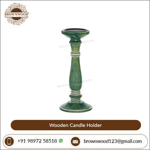 Portavelas de madera de mango decorativo para el hogar de diseño único de Color blanco quemado hecho a mano de primera calidad, juego de tres suministros al por mayor - Product Image 2