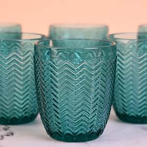 Midori Exquisite Retro Striped Drinking Glass <b>Set</b> of 6 Dishwasher Safe Elegant Glass Drinkware - Product Image 4