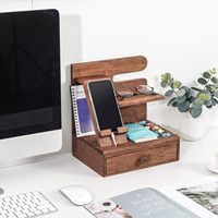 Organisateur de table de chevet en bois, station d'accueil pour téléphone, cadeaux d'anniversaire pour hommes, cadeaux pour papa, mari, petit ami, support de téléphone portable en bois de mangue