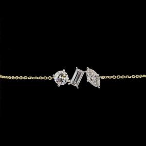 Élégant bracelet en diamant cultivé en laboratoire de 1.54 ct or jaune 14 carats coupe mixte VVS clarté 7 pouces minimaliste chaîne bijoux pour femmes - Product Image 2